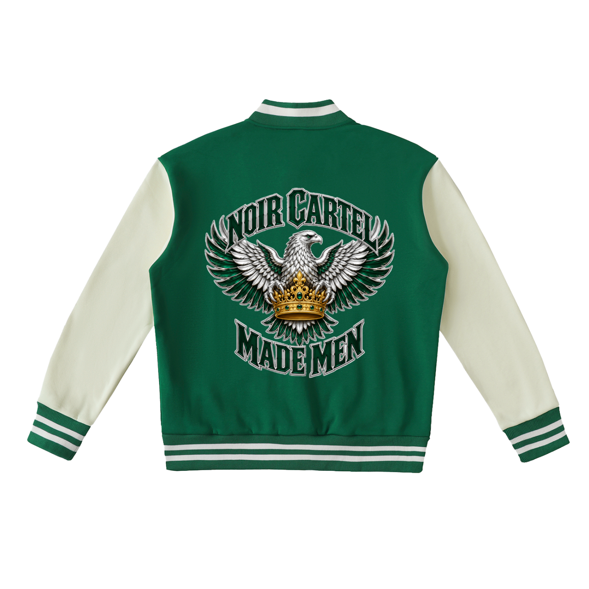 Noir Cartel Made Men Fleeced Varsity Jacket — The Money Syndicate | Emerald & Bone