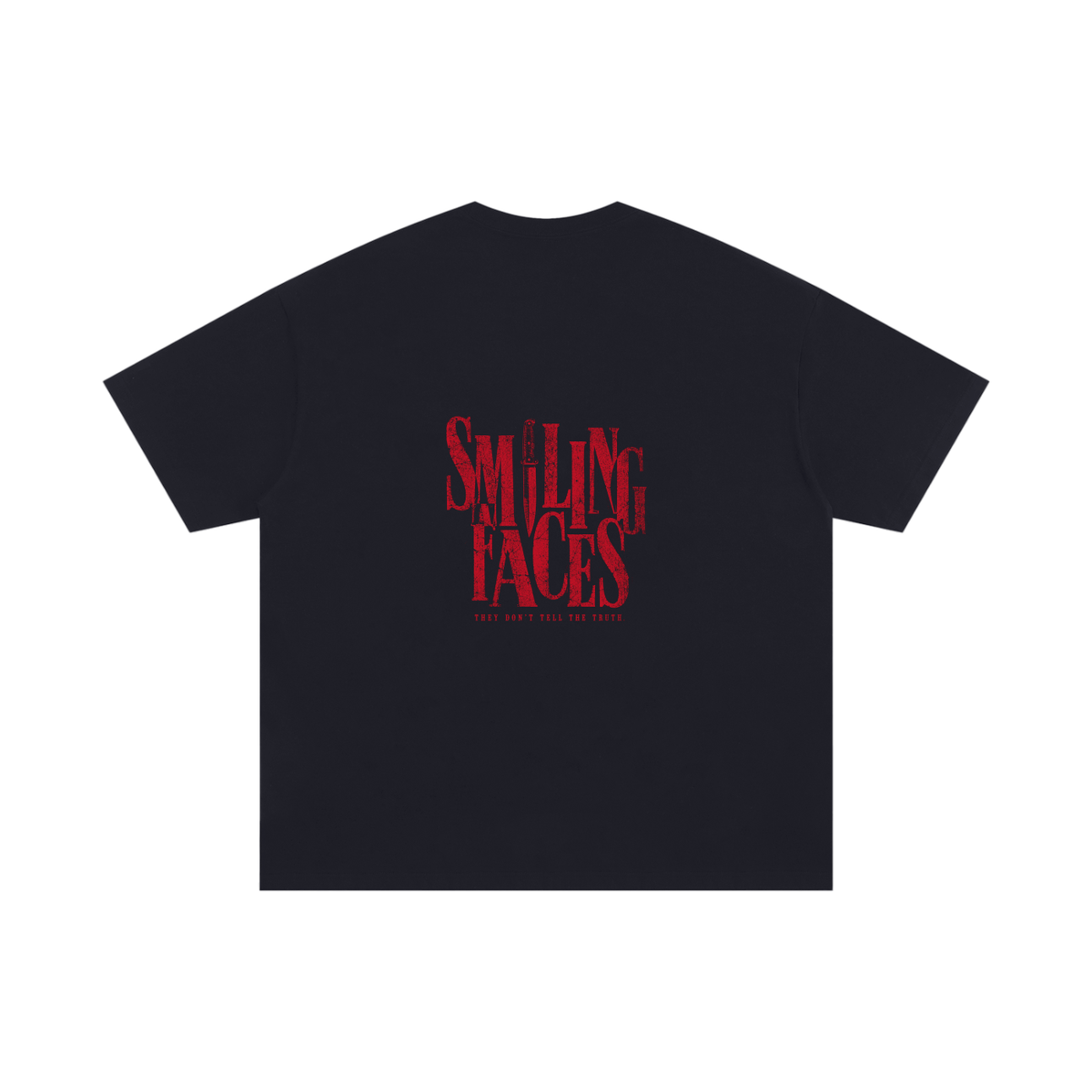 NOIR CARTEL FRENEMIES — Smiling Faces — Red Oversized Cotton Tee — Black