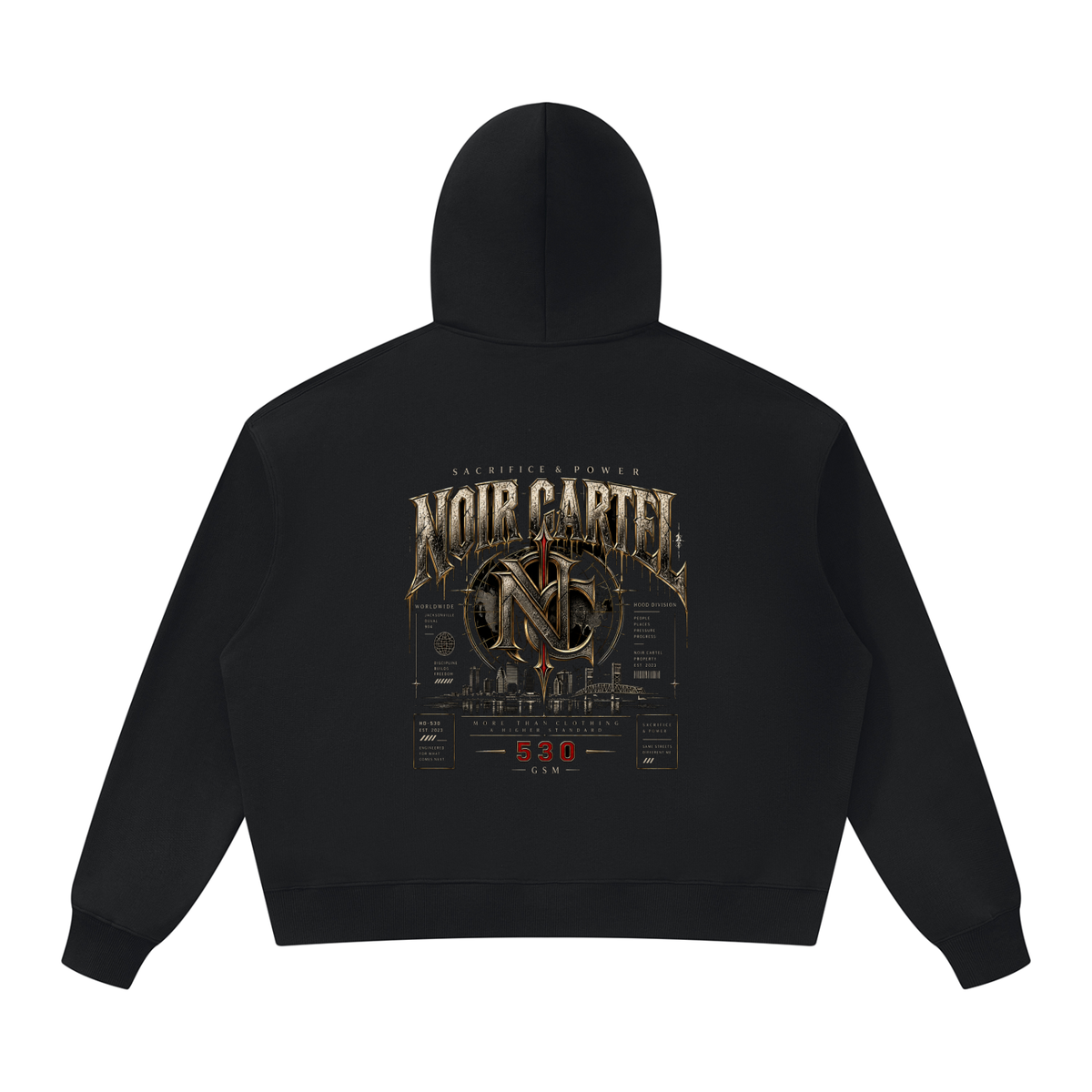 NOIR CARTEL HD-530 “Higher Standard” Heavyweight Hoodie — Black