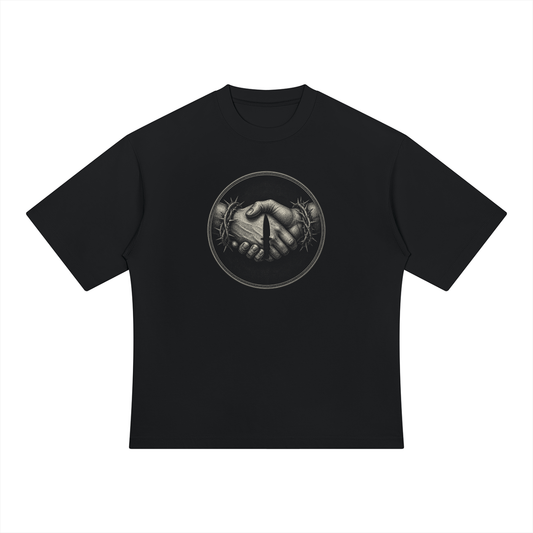 NOIR CARTEL FRENEMIES Handshake Tee — Close Enough to Cut Me — Black