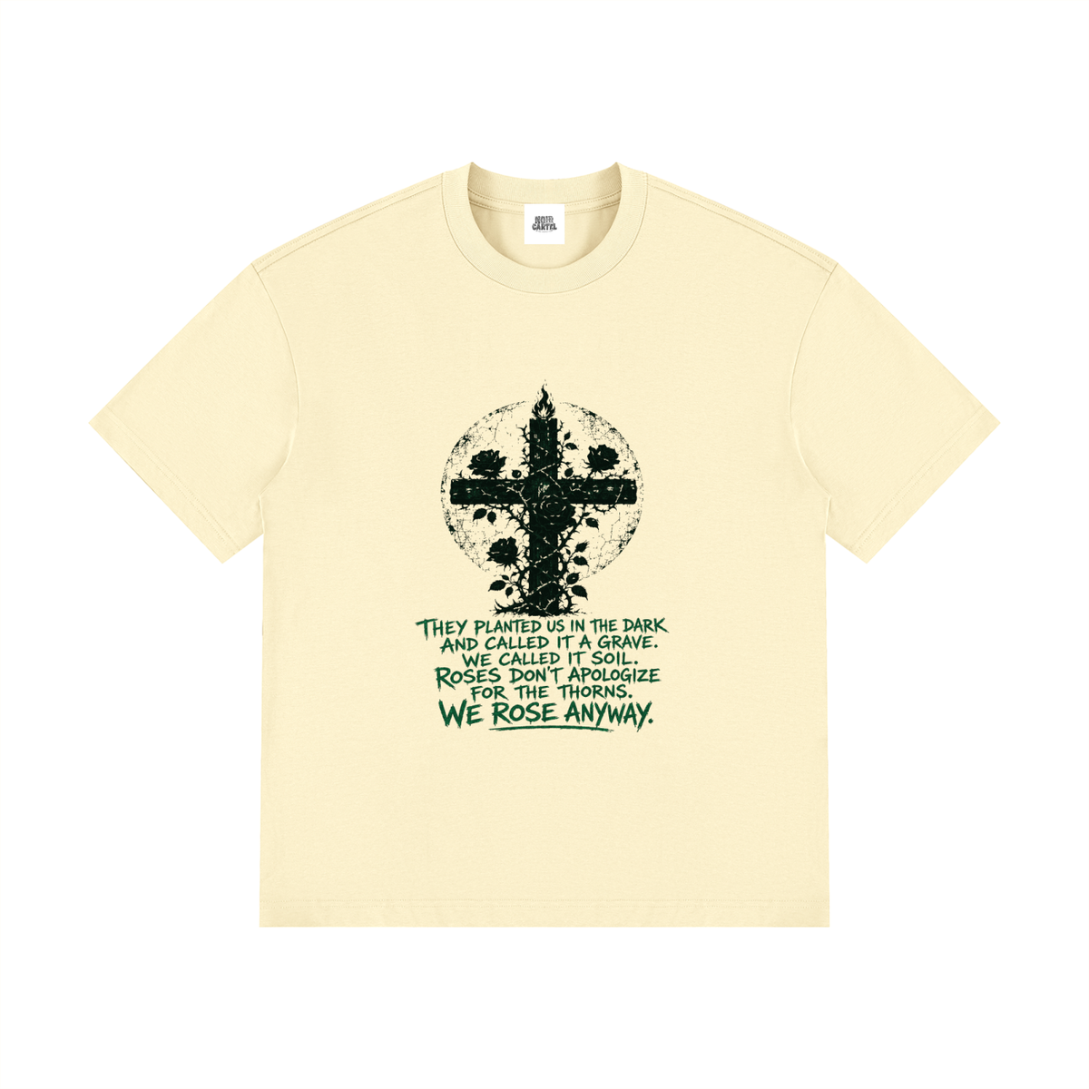 NOIR CARTEL OVERGROWTH — Rose Gospel — Green Drop Shoulder Cotton Tee