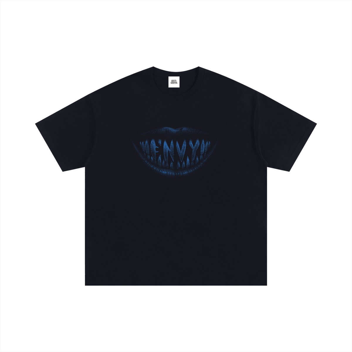 NOIR CARTEL FRENEMIES — Smiling Faces — Blue Oversized Cotton Tee — Black