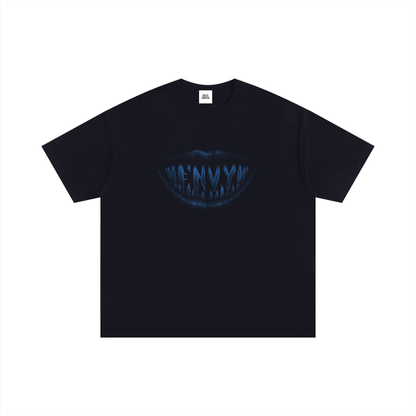 NOIR CARTEL FRENEMIES — Smiling Faces — Blue Oversized Cotton Tee — Black