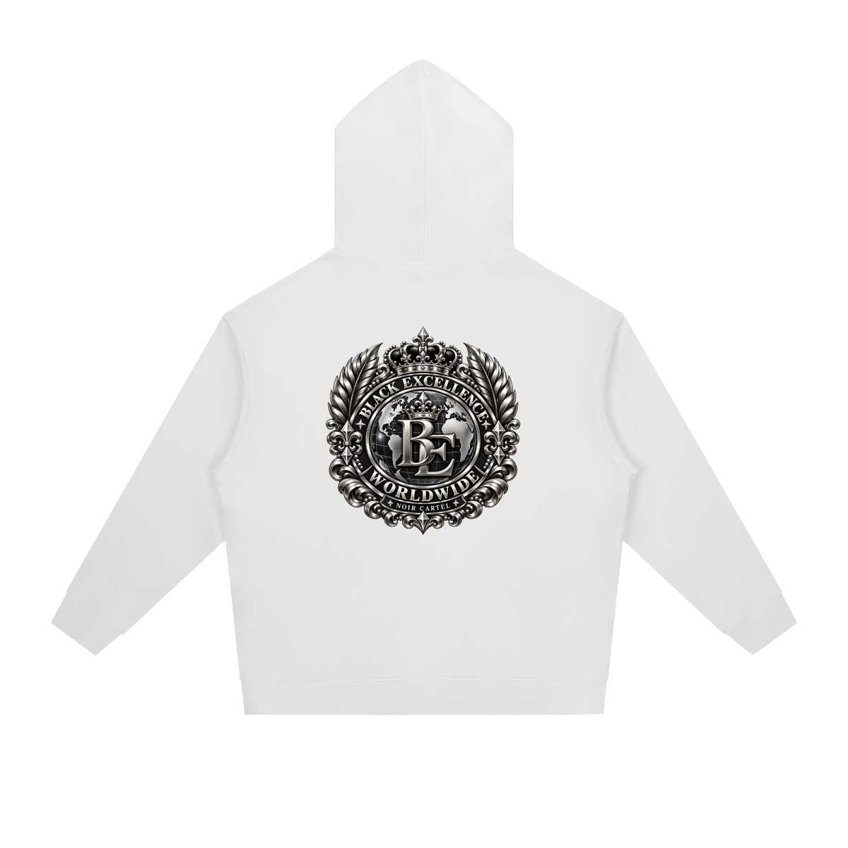 NOIR CARTEL Black Excellence Worldwide white hoodie back