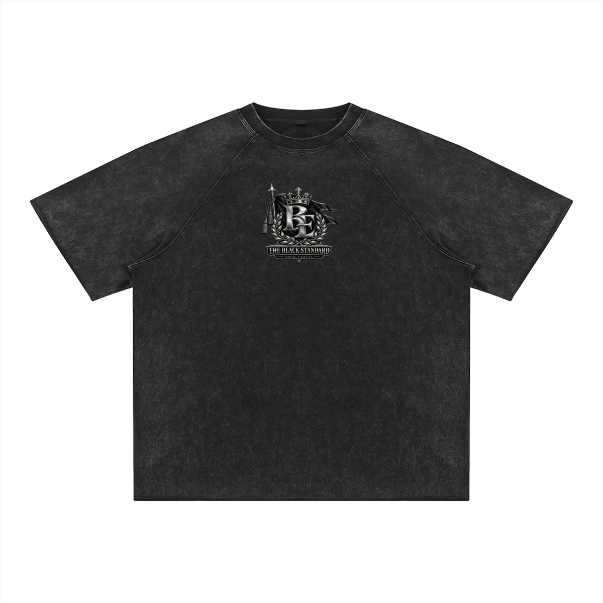 NOIR CARTEL BLOCKNOMICS — The Black Standard Mineral Wash Raw Edge Tee — Black