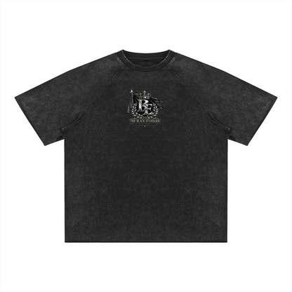 NOIR CARTEL BLOCKNOMICS — The Black Standard Mineral Wash Raw Edge Tee — Black