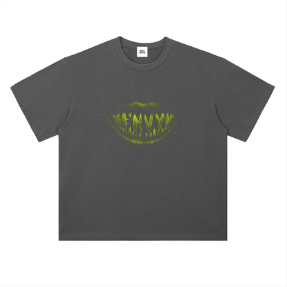 NOIR CARTEL FRENEMIES — Smiling Faces — Lime Heavyweight Drop Shoulder Cotton Tee