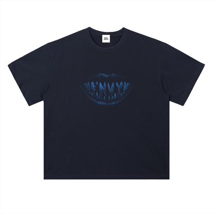 NOIR CARTEL FRENEMIES — Smiling Faces — Blue Heavyweight Drop Shoulder Cotton Tee