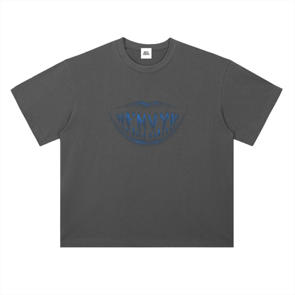 NOIR CARTEL FRENEMIES — Smiling Faces — Blue Heavyweight Drop Shoulder Cotton Tee