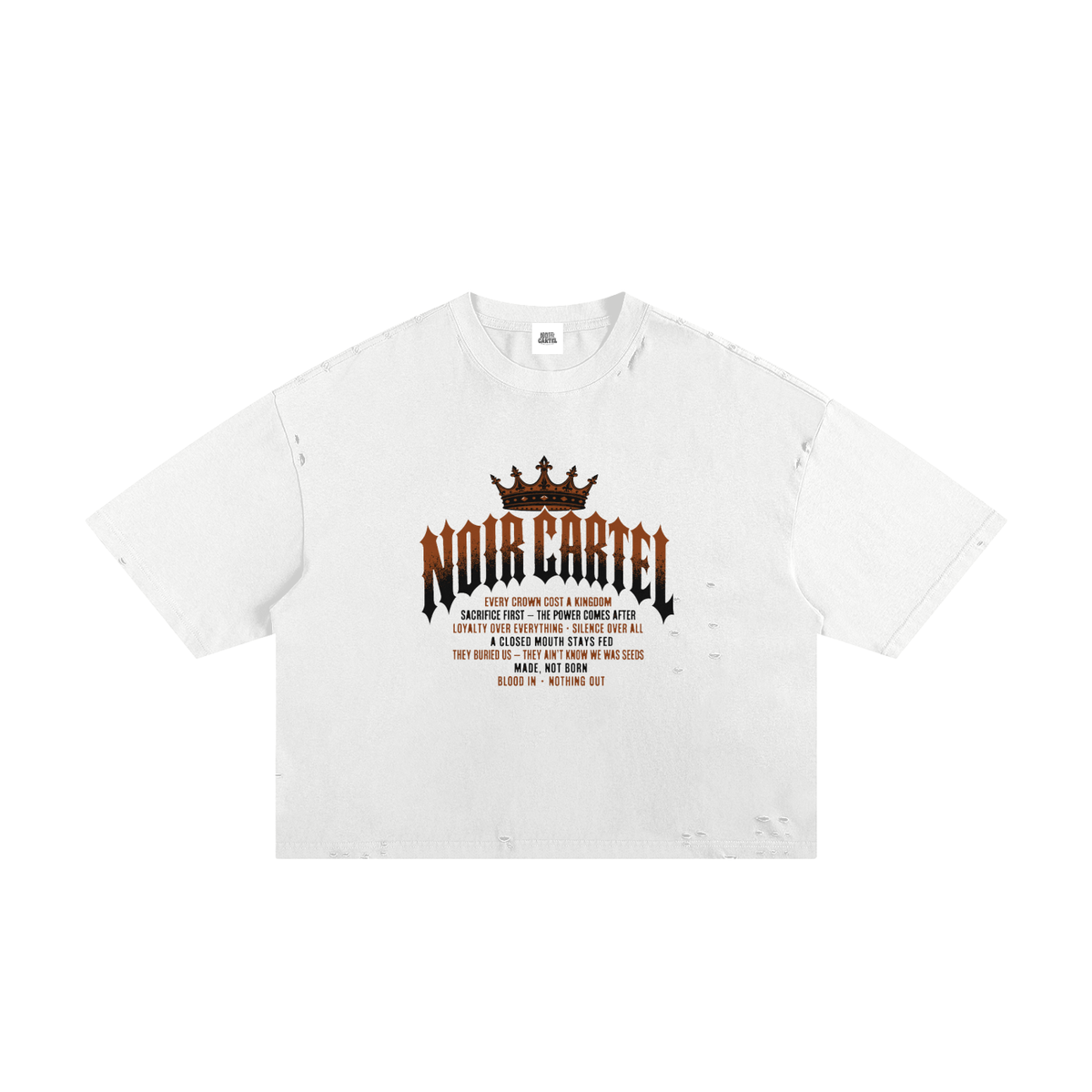 NOIR CARTEL MADE MEN — Blood Oath — Copper Frayed Boxy Tee
