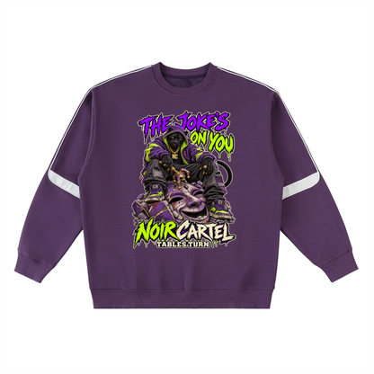 NOIR CARTEL TABLES TURN — The Joke's on You Oversized Crewneck Taped Sweatshirt — Purple