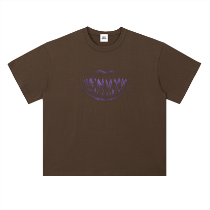 NOIR CARTEL FRENEMIES — Smiling Faces — Purple Heavyweight Drop Shoulder Cotton Tee