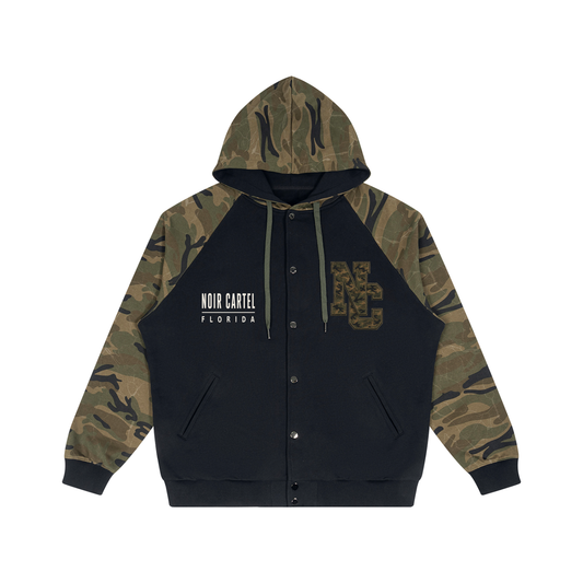 Unisex Camo-Splice Raglan Zip Hoodie