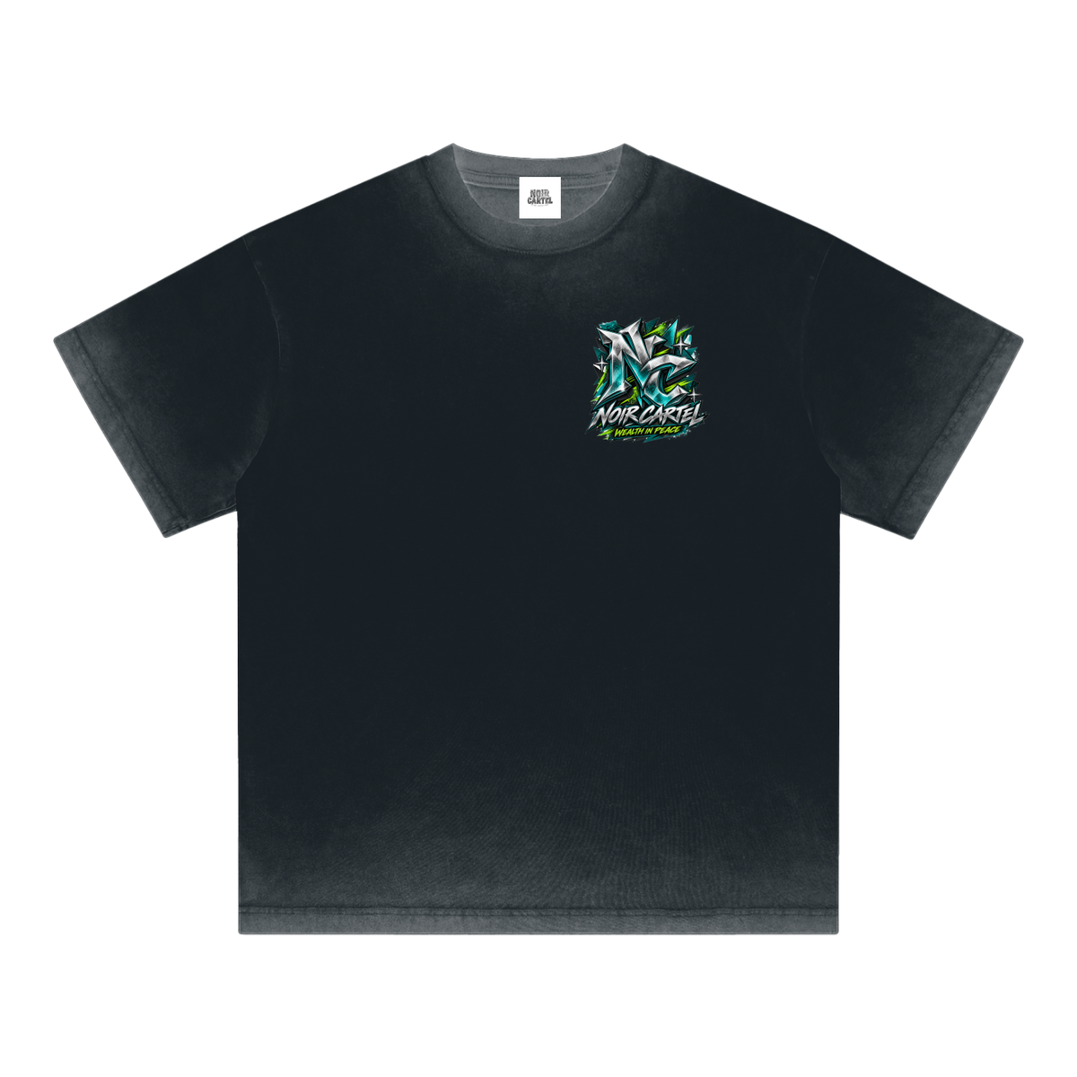 NOIR CARTEL SYNDICATE — Wealth in Peace Reverse-Dyed Tee — Black