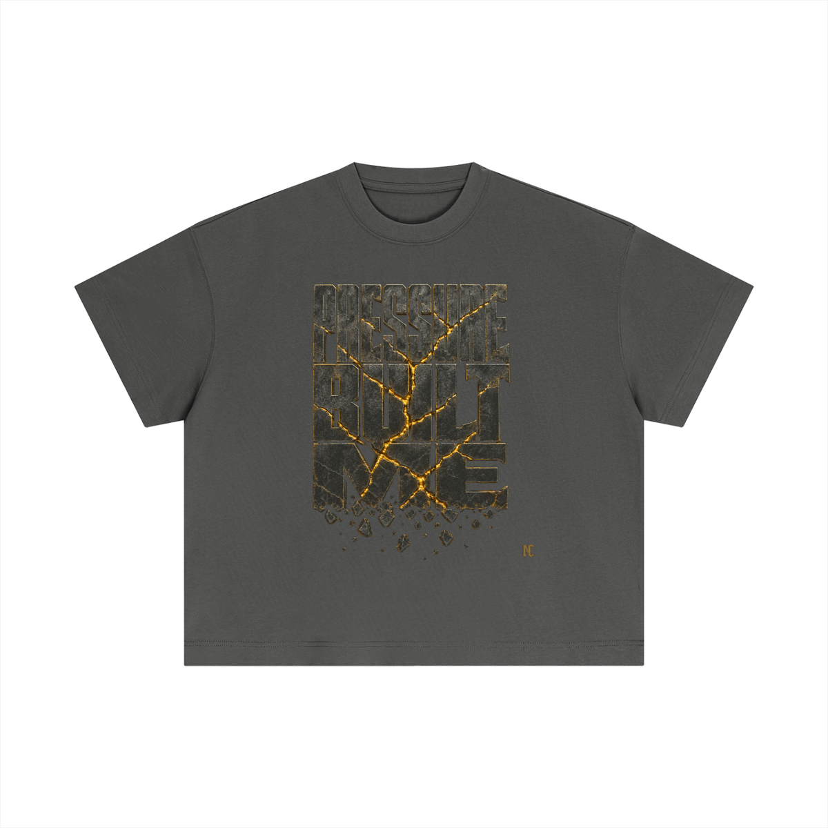 NOIR CARTEL UNSAID — The Crack Is Where They Put the Gold Essential Cotton Boxy Tee — Medium Gray