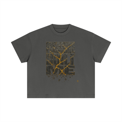 NOIR CARTEL UNSAID — The Crack Is Where They Put the Gold Essential Cotton Boxy Tee — Medium Gray