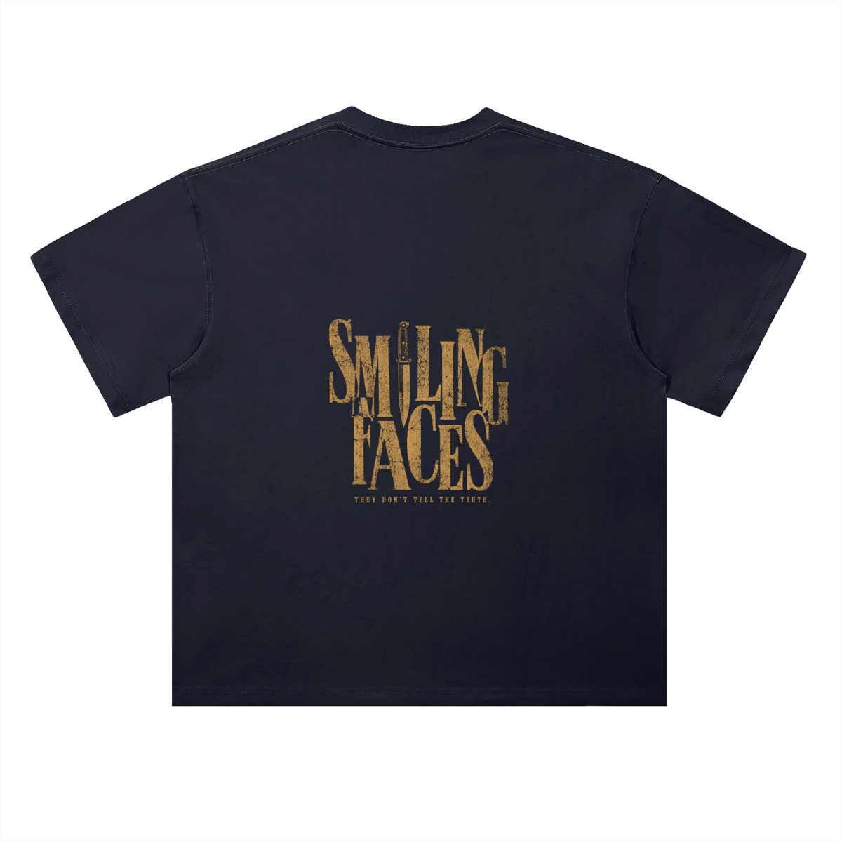 NOIR CARTEL FRENEMIES — Smiling Faces — Gold Heavyweight Drop Shoulder Cotton Tee