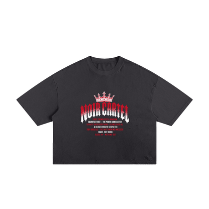 NOIR CARTEL MADE MEN — Blood Oath — Red & White Frayed Boxy Tee