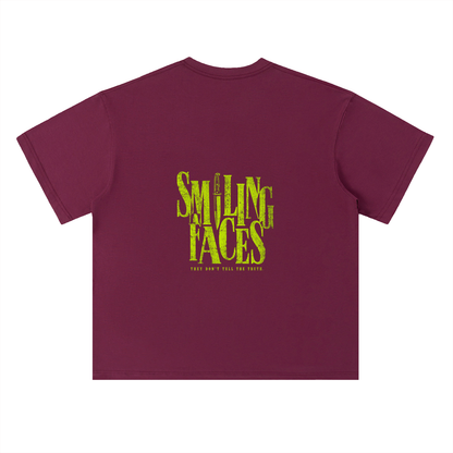 NOIR CARTEL FRENEMIES — Smiling Faces — Lime Heavyweight Drop Shoulder Cotton Tee