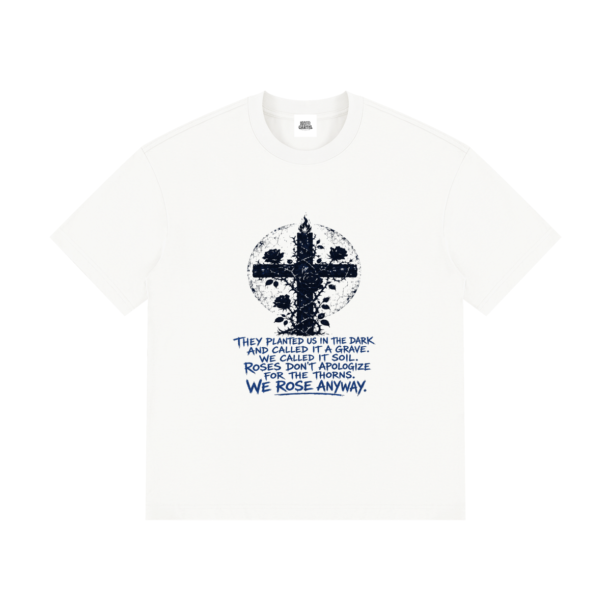 NOIR CARTEL OVERGROWTH — Rose Gospel — Blue Drop-Shoulder Tee