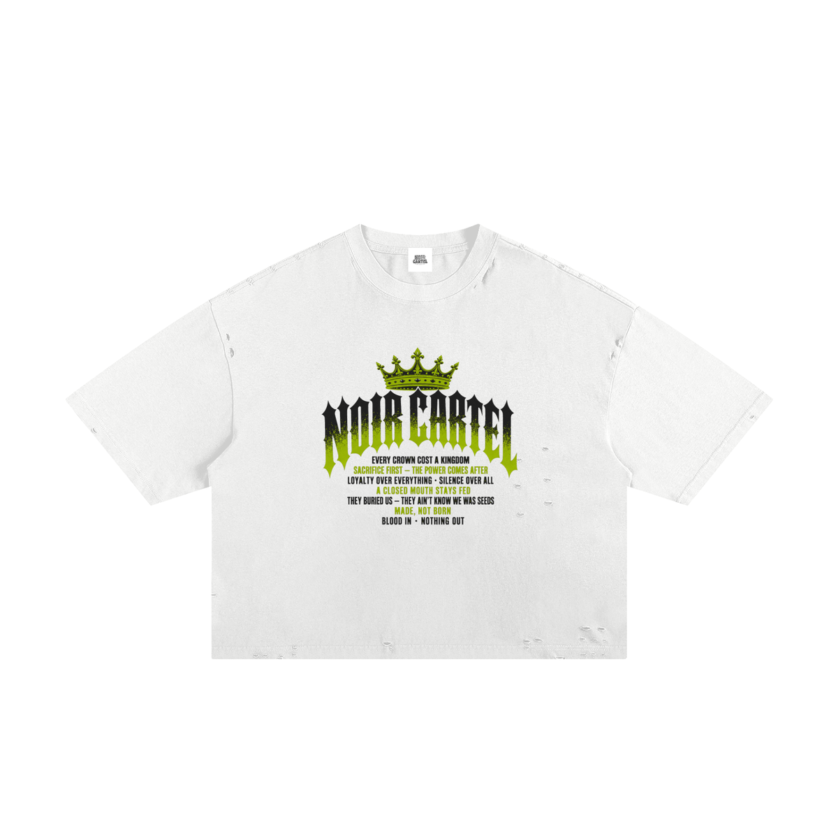 NOIR CARTEL MADE MEN — Blood Oath — Lime Frayed Boxy Tee