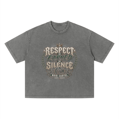 NOIR CARTEL UNSAID — Respect in Silence Vintage Wash Boxy Tee — Dark Gray