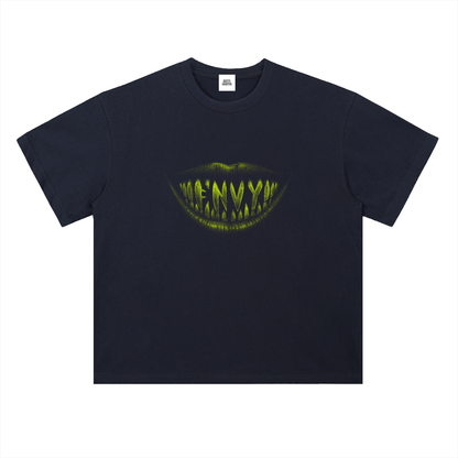 NOIR CARTEL FRENEMIES — Smiling Faces — Lime Heavyweight Drop Shoulder Cotton Tee