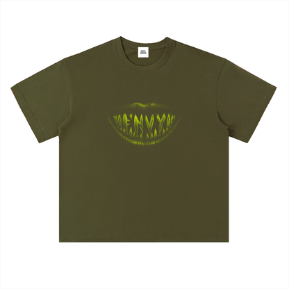 NOIR CARTEL FRENEMIES — Smiling Faces — Lime Heavyweight Drop Shoulder Cotton Tee
