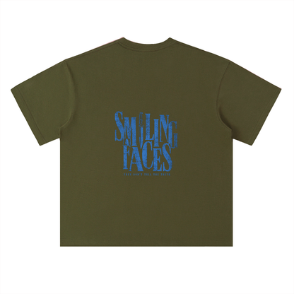 NOIR CARTEL FRENEMIES — Smiling Faces — Blue Heavyweight Drop Shoulder Cotton Tee