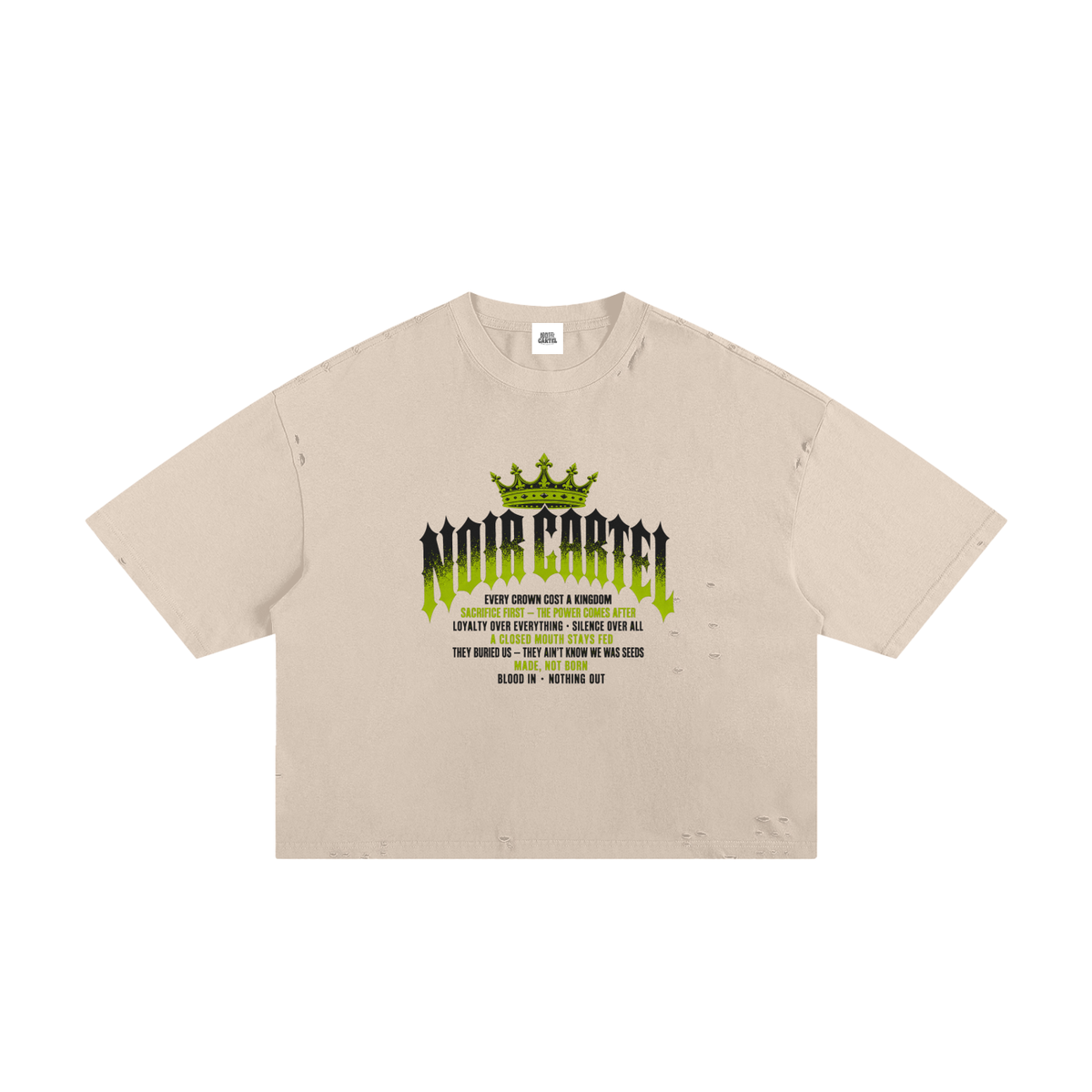 NOIR CARTEL MADE MEN — Blood Oath — Lime Frayed Boxy Tee