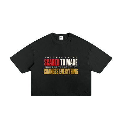 NOIR CARTEL UNSAID — Scared to Make Changes Classic Frayed Boxy Tee — Black