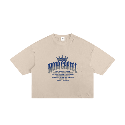 NOIR CARTEL MADE MEN — Blood Oath — Blue Frayed Boxy Tee