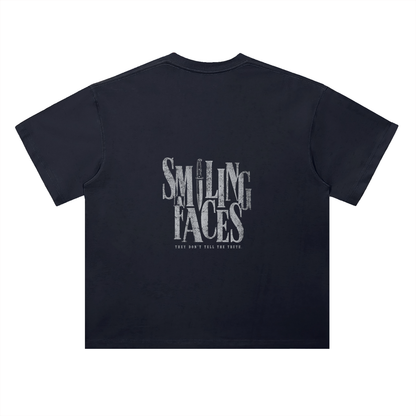NOIR CARTEL FRENEMIES — Smiling Faces — Khaki Heavyweight Drop Shoulder Cotton Tee
