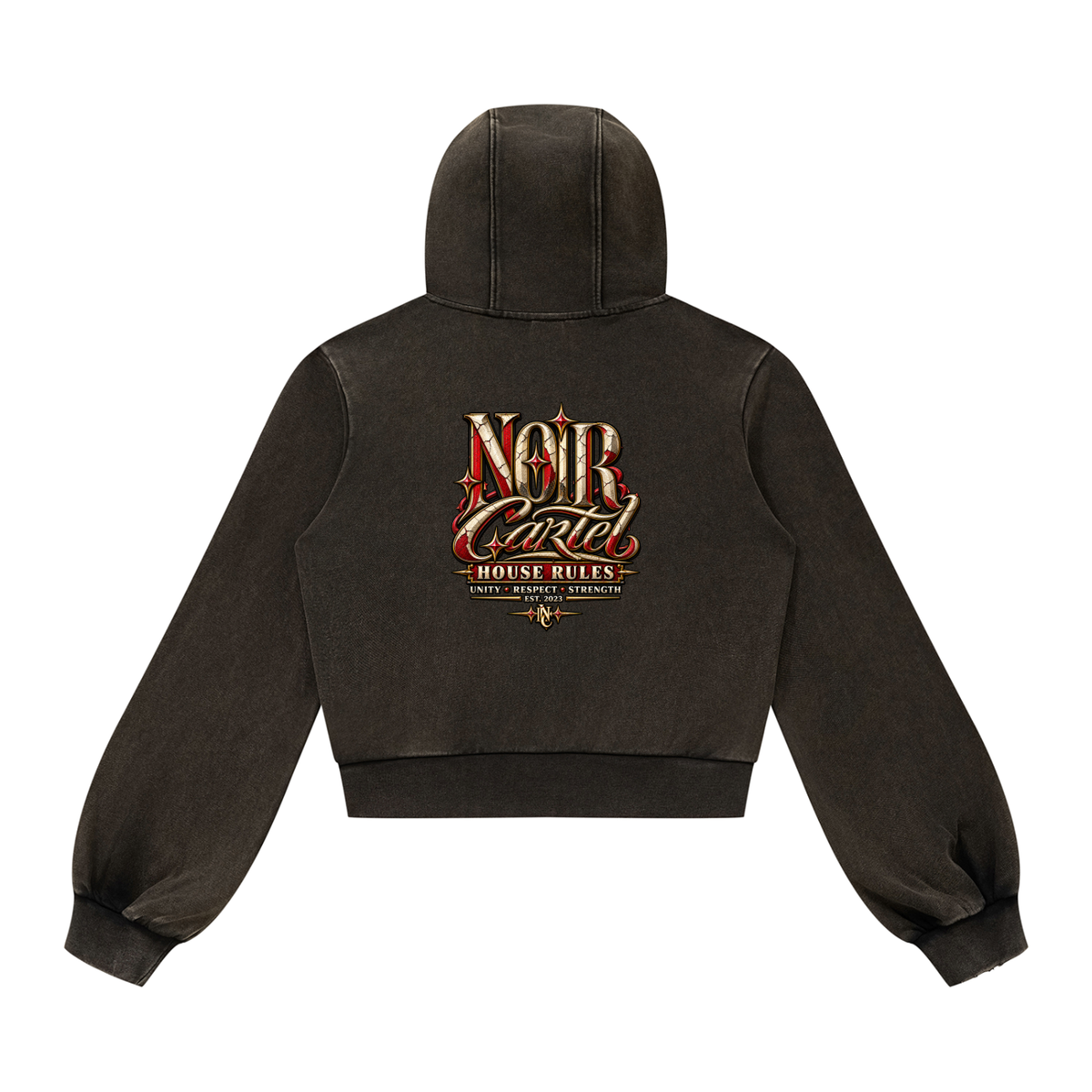 NOIR CARTEL SYNDICATE — House Rules Women’s Full-Zip Hoodie — Black