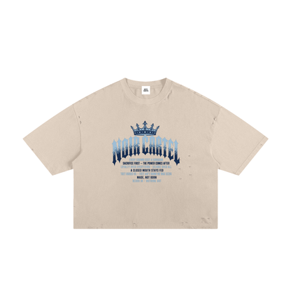 NOIR CARTEL MADE MEN — Blood Oath — Blue Frayed Boxy Tee