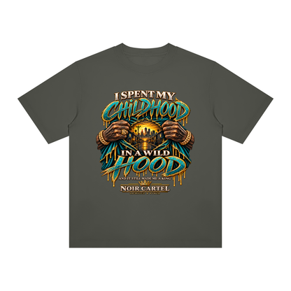 NOIR CARTEL HOOD DIVISION — Wild Hood — West Coast Regular Crewneck Tee — Dark Gray