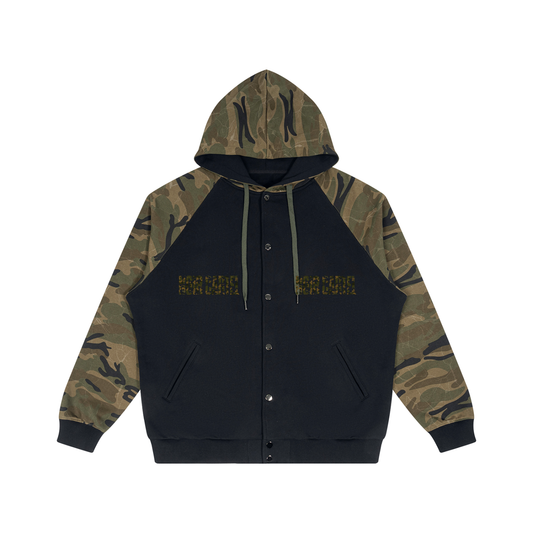 Unisex Camo-Splice Raglan Zip Hoodie