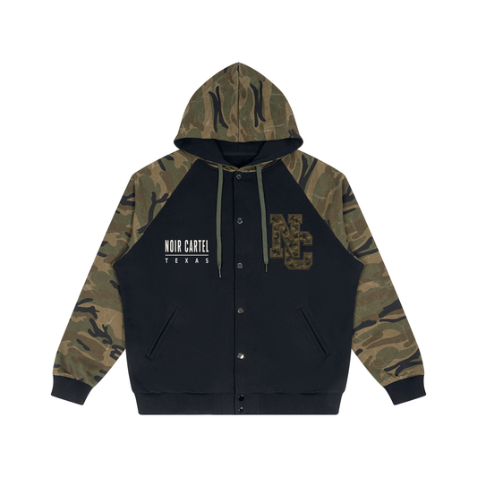 Unisex Camo-Splice Raglan Zip Hoodie