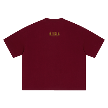 NOIR CARTEL ALONE IS POWER — Respect Is Earned Boxy Oversized Tee — Dark Red