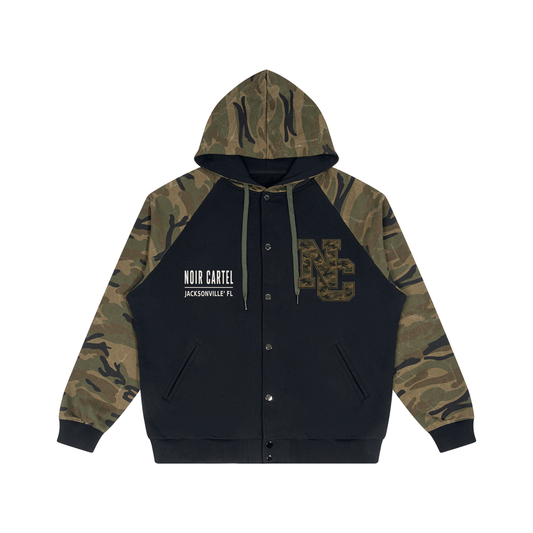 Unisex Camo-Splice Raglan Zip Hoodie