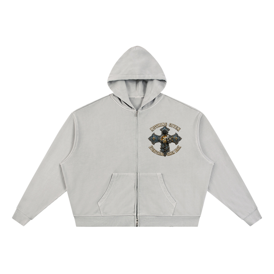 NOIR CARTEL Vault Vintage-Wash Hoodie — Light Gray