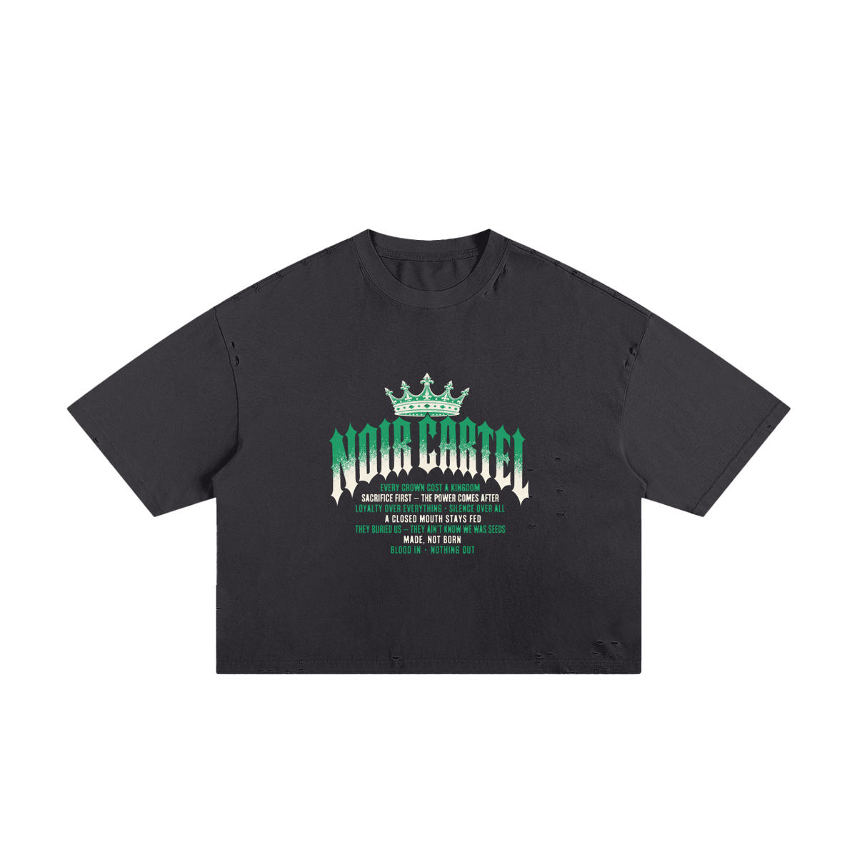 NOIR CARTEL MADE MEN — Blood Oath — Mint Frayed Boxy Tee