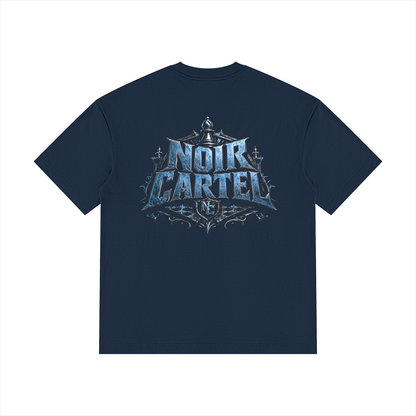 NOIR CARTEL UNSAID — Every Move Has a Cost Drop Shoulder Cotton Tee — Navy Blue