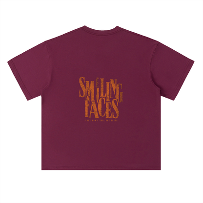 NOIR CARTEL FRENEMIES — Smiling Faces — Orange Heavyweight Drop Shoulder Cotton Tee