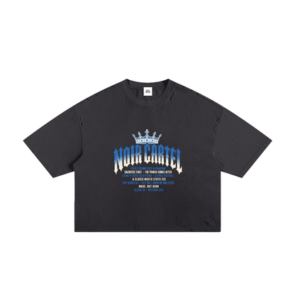 NOIR CARTEL MADE MEN — Blood Oath — Ice Blue Frayed Boxy Tee
