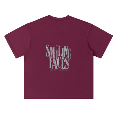 NOIR CARTEL FRENEMIES — Smiling Faces — Khaki Heavyweight Drop Shoulder Cotton Tee