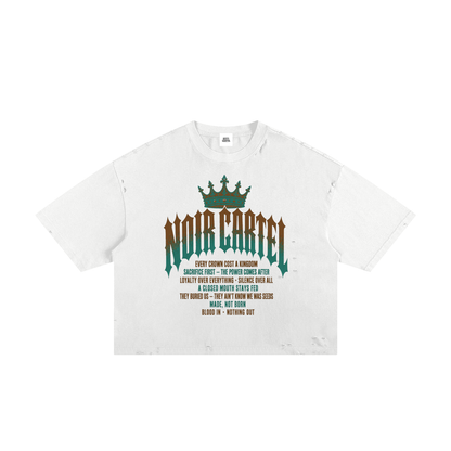NOIR CARTEL MADE MEN — Blood Oath — Teal & Copper Frayed Boxy Tee