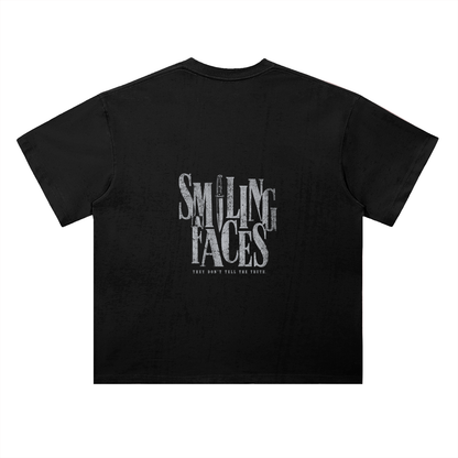 NOIR CARTEL FRENEMIES — Smiling Faces — Khaki Heavyweight Drop Shoulder Cotton Tee