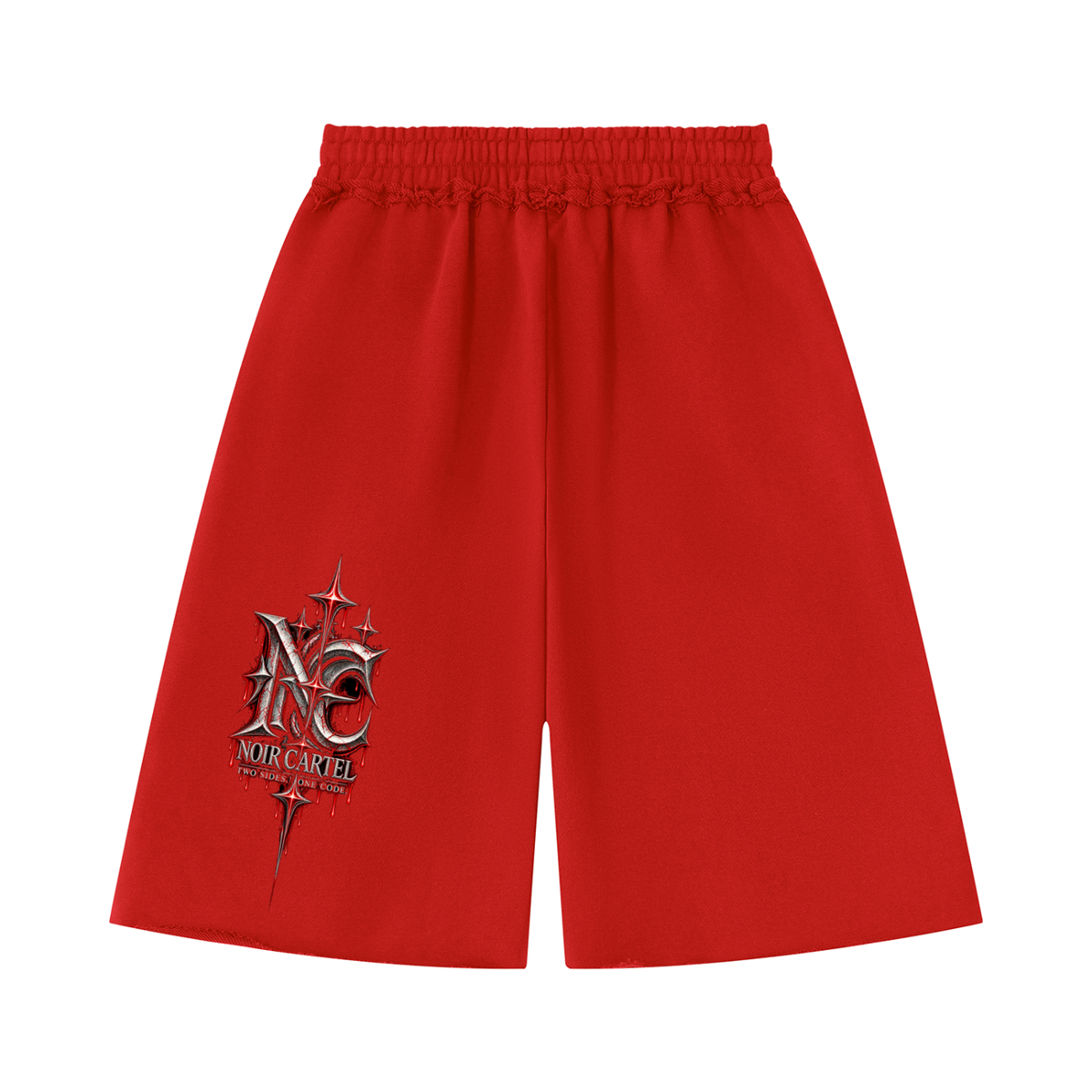 NOIR CARTEL DIVIDED - Red Graphic Shorts