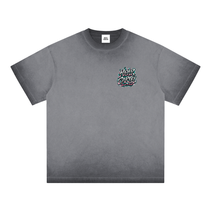 NOIR CARTEL SYNDICATE — Wealth in Peace Dark Gray Reverse-Dyed Tee front